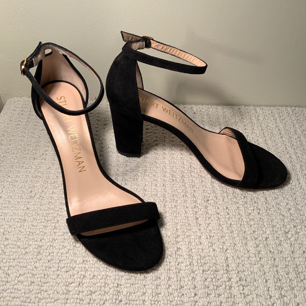 Stuart Weitzman Black Suede Block Sandal